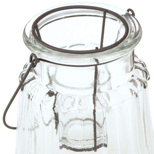 Artikel Glazen lantaarn lantaarn met handvat glas helder Ø14cm H18cm