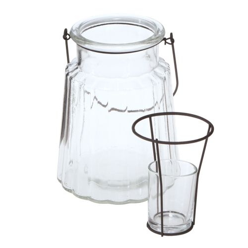 Artikel Glazen lantaarn lantaarn met handvat glas helder Ø14cm H18cm