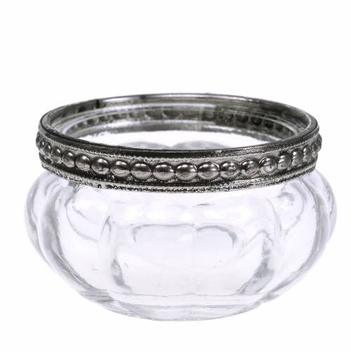Floristik24 Theelicht glas antiek met metalen rand Ø6cm H3.5cm