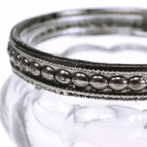 Floristik24 Theelicht glas antiek met metalen rand Ø6cm H3.5cm
