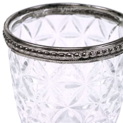 Floristik24 Antieke glazen lantaarn met metalen rand Ø7,5cm H7,5cm