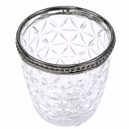 Floristik24 Antieke glazen lantaarn met metalen rand Ø7,5cm H7,5cm