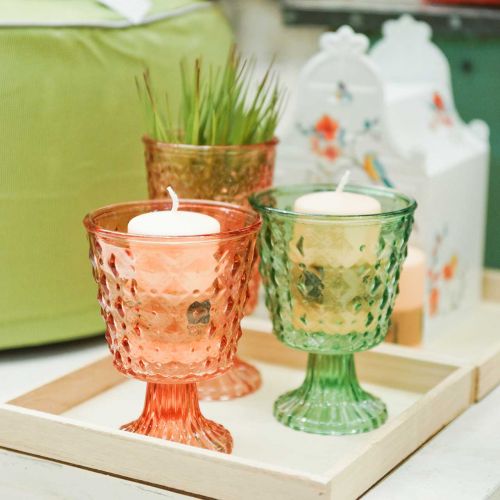 Floristik24 Glazen lantaarn Ø11,5cmH15,5cm turkoois