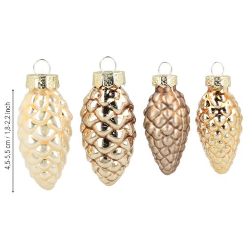 Artikel Glazen kegels om op te hangen, kegels, glas, bruin, goud, 5,5 cm, 14 stuks