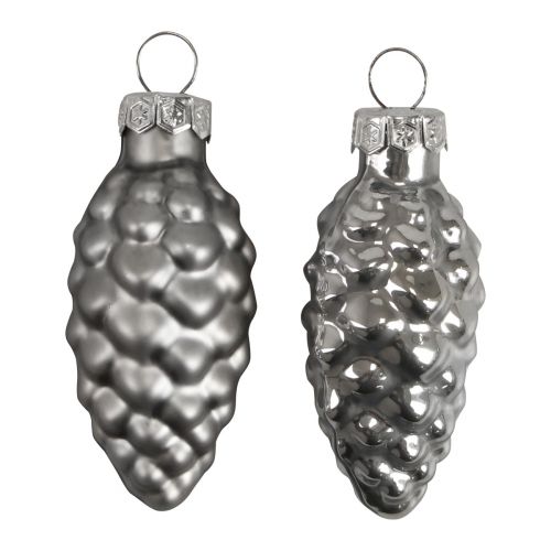 Floristik24 Kerstkegels glazen kegels glasdecoratie zilver H6,5cm 10 stuks