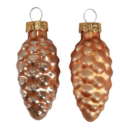 Artikel Kerstkegels glaskegels glasdecoratie abrikoos H6,5cm 10 st