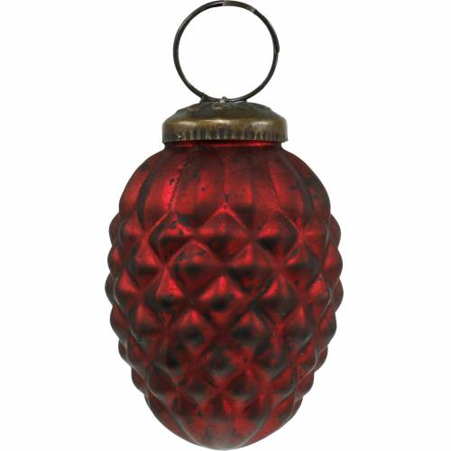 Floristik24 Boomdecoratie kegels rood echt glas 6cm 3st