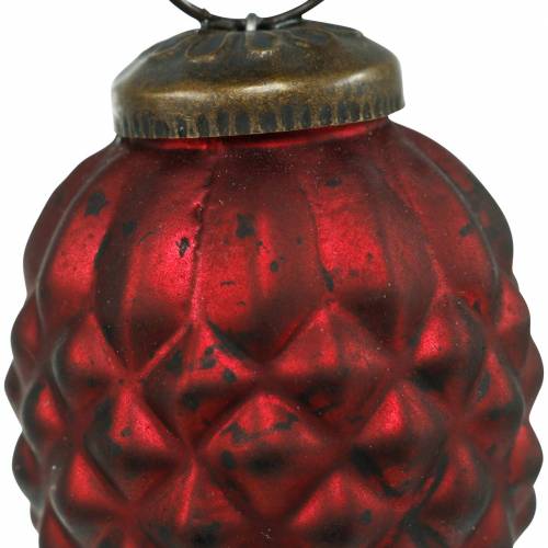 Floristik24 Boomdecoratie kegels rood echt glas 6cm 3st