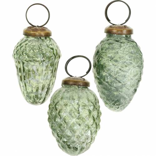 Floristik24 Boomdecoratie herfstvruchten transparant, groen echt glas 6.5cm 3st