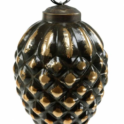 Floristik24 Eikels en kegels om op te hangen bruin, goudkleurig glas 8.5cm 3st in een set