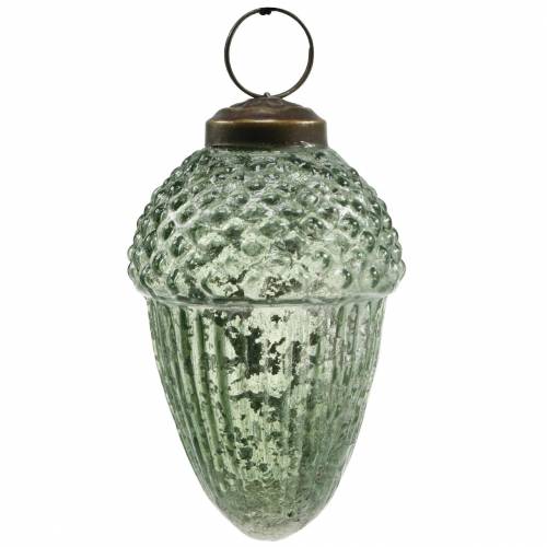 Floristik24 Boomdecoratie eikels transparant, groen echt glas 9cm 3st