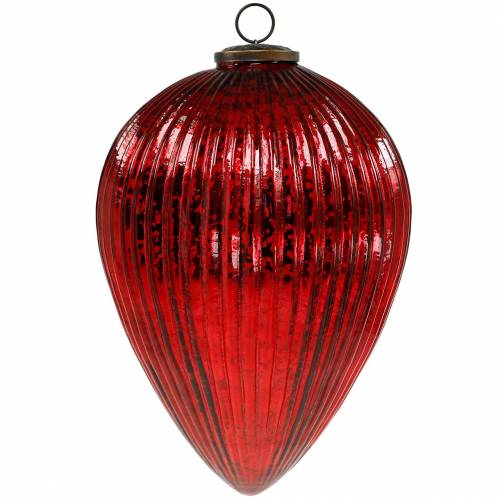 Kerstdecoratie voor het ophangen van glazen spigot rood reus 27cm