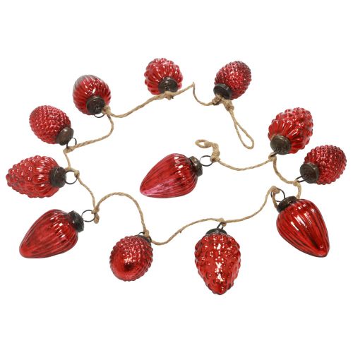 Glazen kegelslinger kerstboomdecoratie hangdecoratie rood 120cm