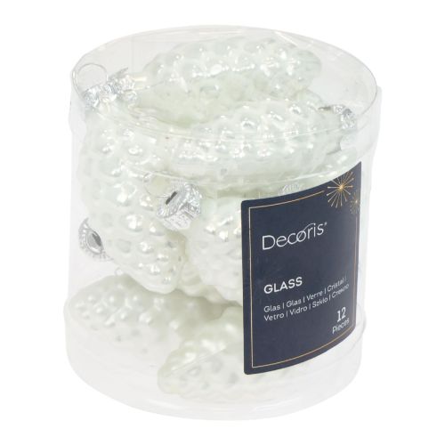 Floristik24 Glazen kegels kerstversiering glas wit Ø2,5cm 6cm 10st