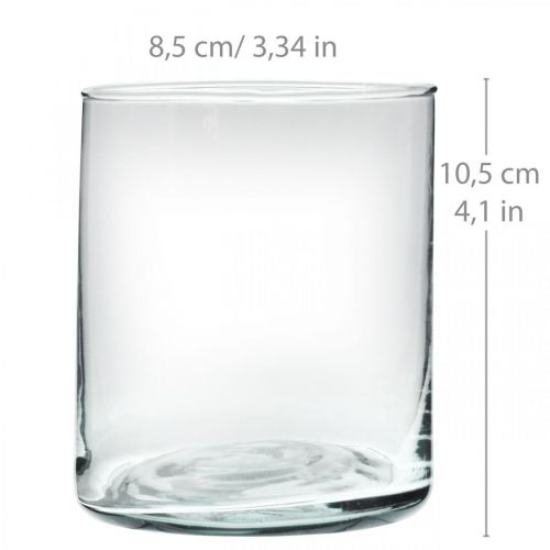 Ronde glazen vaas, helder glazen cilinder Ø9cm H10.5cm