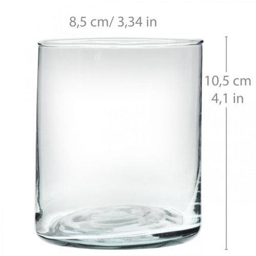 Floristik24 Ronde glazen vaas, helder glazen cilinder Ø9cm H10.5cm