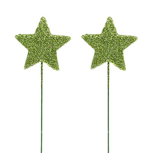 Mica sterren groen 4cm op draad 60st