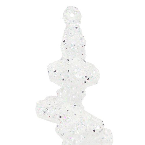 Artikel Glitter ijspegels voor het ophangen van winterdecoratie wit 24cm 8st