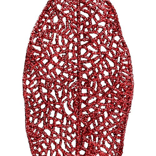 Artikel Glitterblad op draad rood 14x6cm L25cm 36p