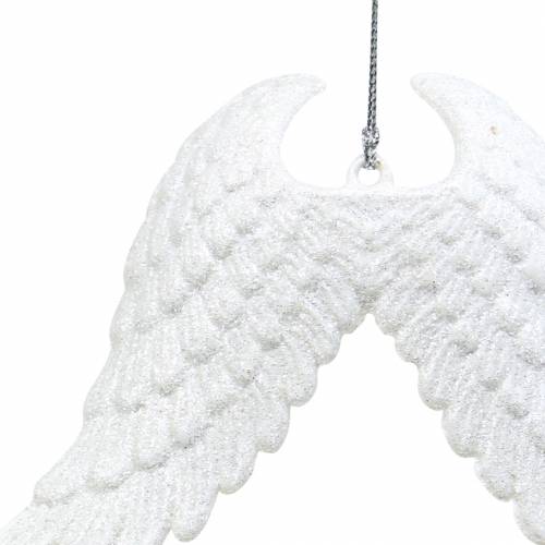 Floristik24 Kerstboomversiering engelenvleugels glitter wit 16cm 12st