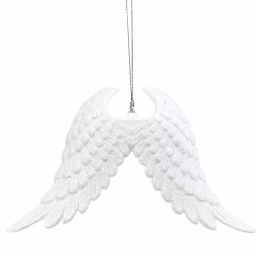 Floristik24 Kerstboomversiering engelenvleugels glitter wit 16cm 12st
