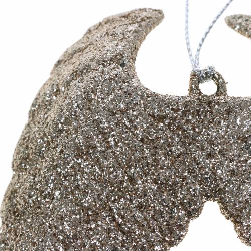 Floristik24 Kerstboomversiering engelenvleugels glitter champagne 16cm 12st