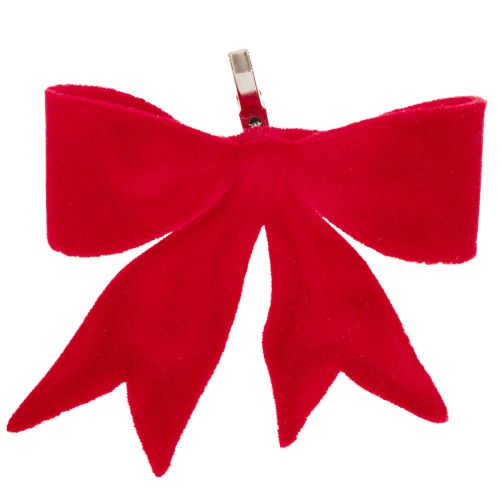 Decoratieve rode strik met clip. Veelzijdige kerstversiering. 11 cm, 4 stuks.