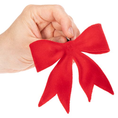 Decoratieve rode strik met clip. Veelzijdige kerstversiering. 11 cm, 4 stuks. | Floristik24.nl