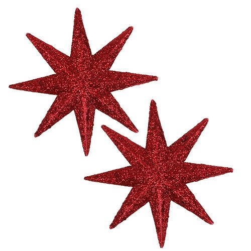 Floristik24 Glitterster rood Ø10cm 12 st