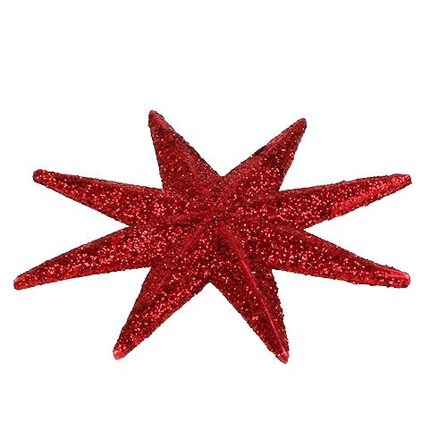 Floristik24 Glitterster rood Ø10cm 12 st