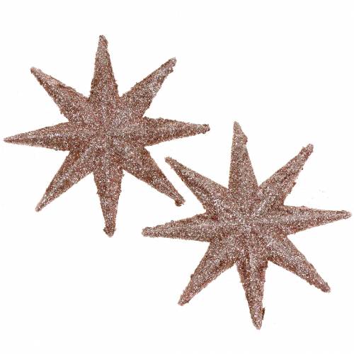 Ster glitter rosé goud 10cm 12 st