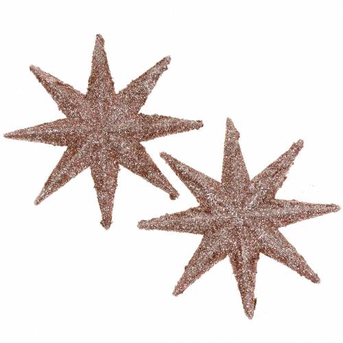 Artikel Ster glitter rosé goud 10cm 12st