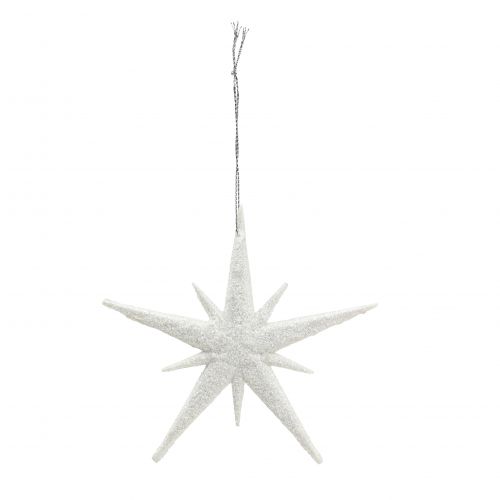 Glitterster om op te hangen wit 13cm 12 st | Floristik24.nl