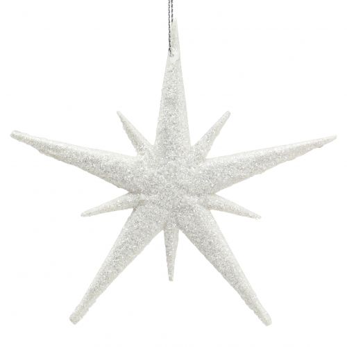 Glitterster om op te hangen wit 13cm 12 st | Floristik24.nl