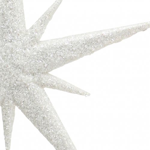 Glitterster om op te hangen wit 13cm 12 st | Floristik24.nl