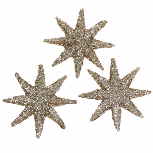 Floristik24 Decoratieve ster glitter champagne 5cm 20 st