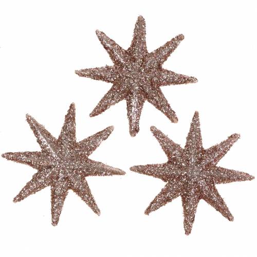 Floristik24 Ster glitter rosé goud 5cm 20 st