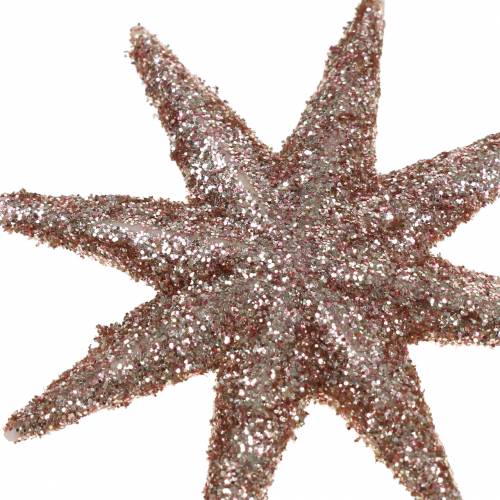 Floristik24 Ster glitter rosé goud 5cm 20 st