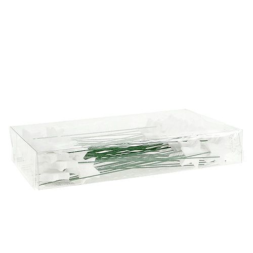 Floristik24 Glitter ster op de draad wit 4cm L22cm 60p