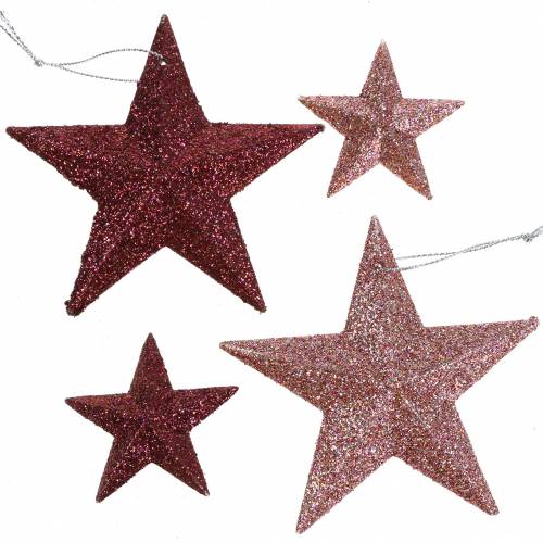 Floristik24 Glitterster roze mix 9,5/5cm 18 st