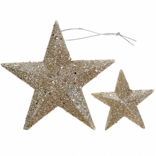 Glitterster champagne 9,5/5cm 18 st