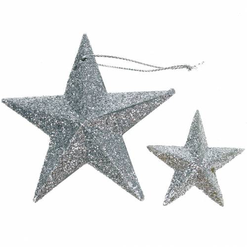 Artikel Glitter ster zilver 9.5 / 5cm 18st