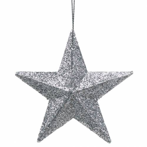 Artikel Glitterster zilver 9,5/5cm 18 st