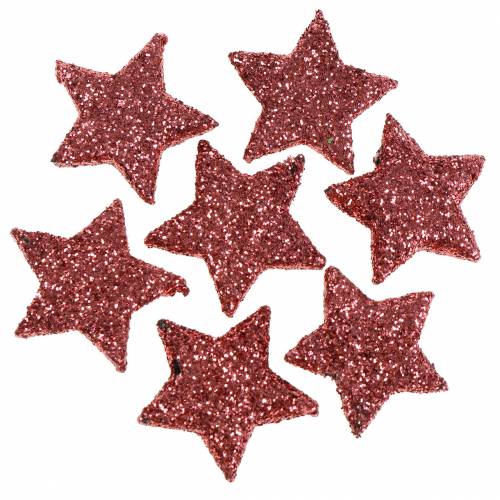 Floristik24 Glittersterren voor het strooien van koraal 2,5 cm 48 st