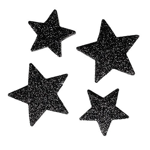 Glittersterren zwart 4-5cm 40st | Floristik24.nl