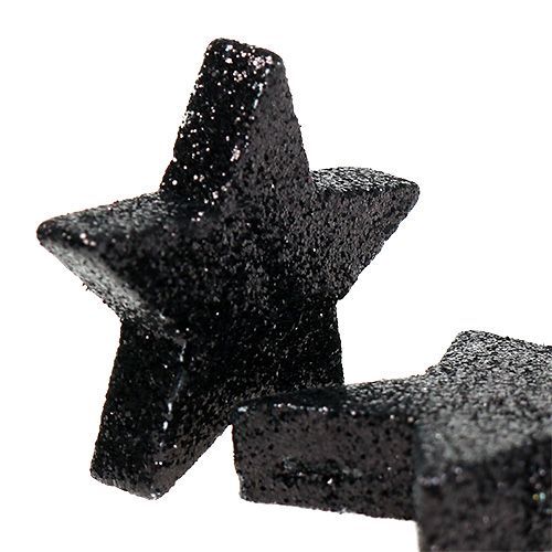 Floristik24 Glittersterren zwart 4-5cm 40st