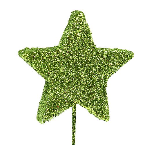 Artikel Glitter sterren op de draad groen 5cm 48st