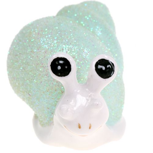 Floristik24 Decoratief beeldje slak glitter mint/roze 8cm 6 st