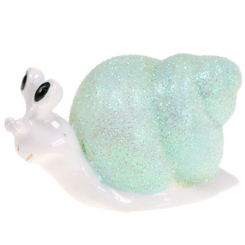 Floristik24 Decoratief beeldje slak glitter mint/roze 8cm 6 st