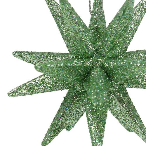 Floristik24 Glitter sterren mintgroen 7.5cm 8st